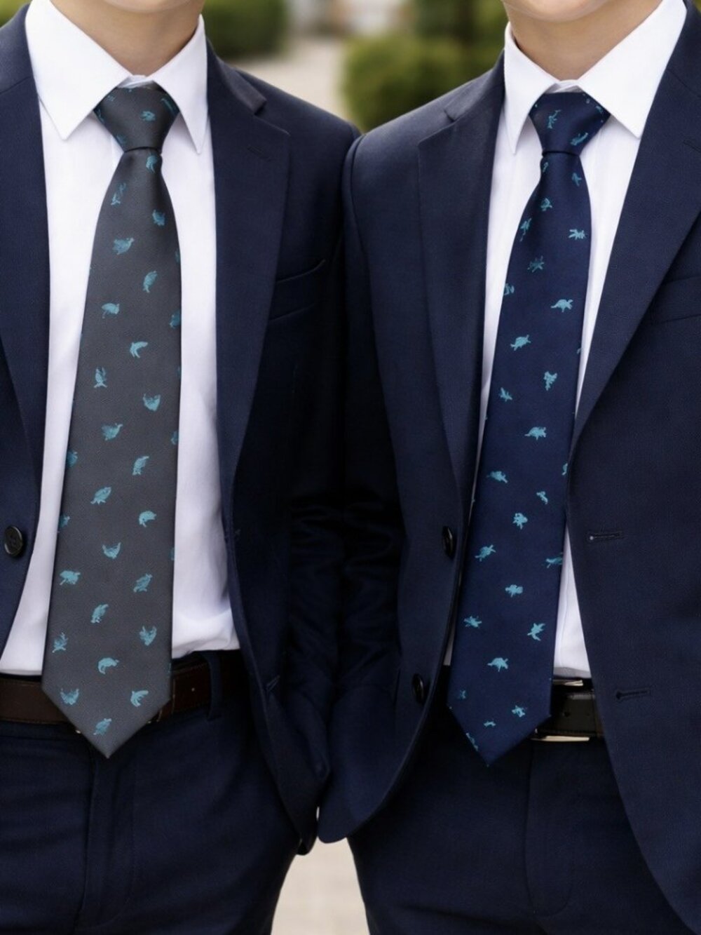 2 kids neckties whale & dinosaur